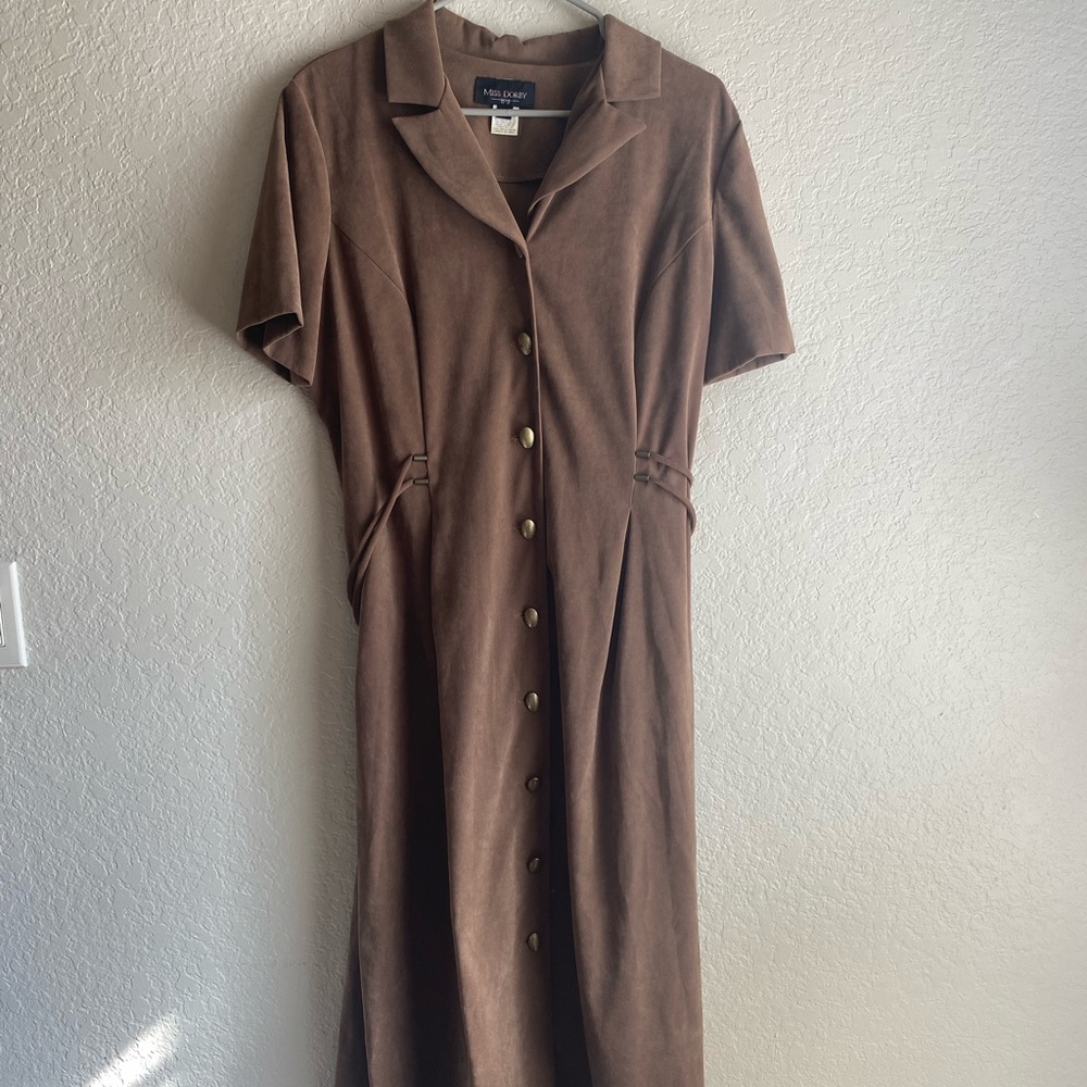 VINTAGE Miss Dorby Camel Dress with Brass Trimmings